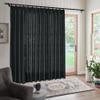 Frelement Pinch Pleat Texture Linen Curtains Energy Saving Sun Blocking Drapes for Sliding Glass Door, Kitchen Windows, Black, 52" W x 96" L, 1 Panel view 2