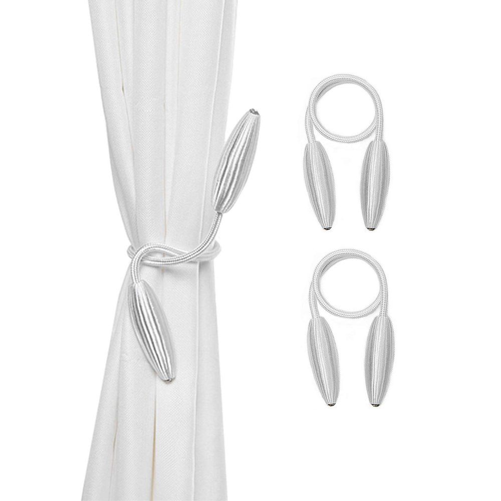 2Pcs White Malleable Curtain Tiebacks Window Decor Bedroom Living Room