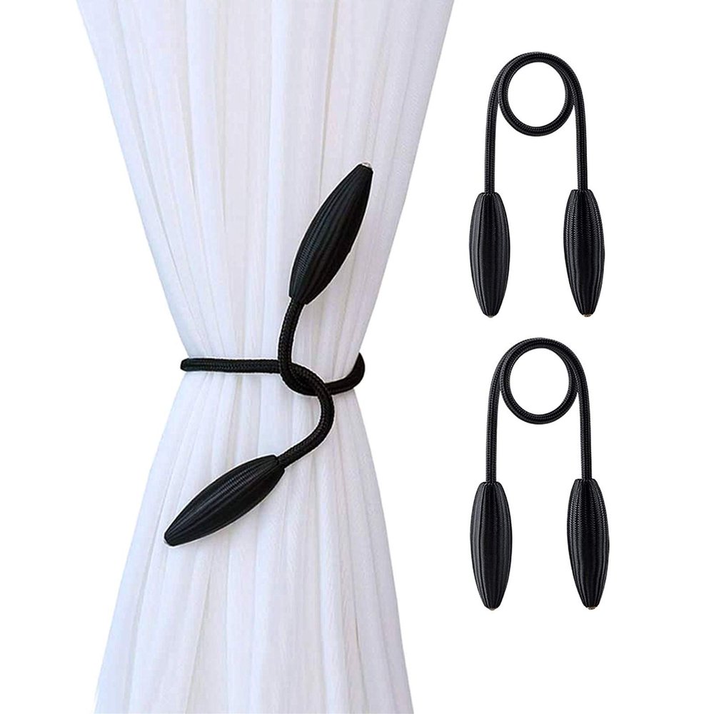 2Pcs Black Malleable Curtain Tiebacks Window Decor Bedroom Living Room