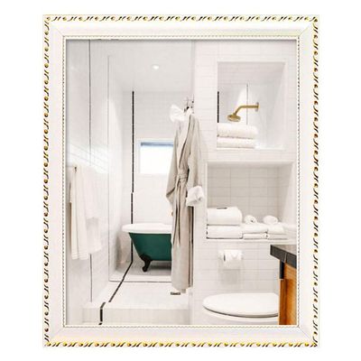 50x70CM Rectangle Retro Dressing Mirror Rustic Accent Mirror Bathroom Makeup Mirror Hanging in Vertical or Horizontal