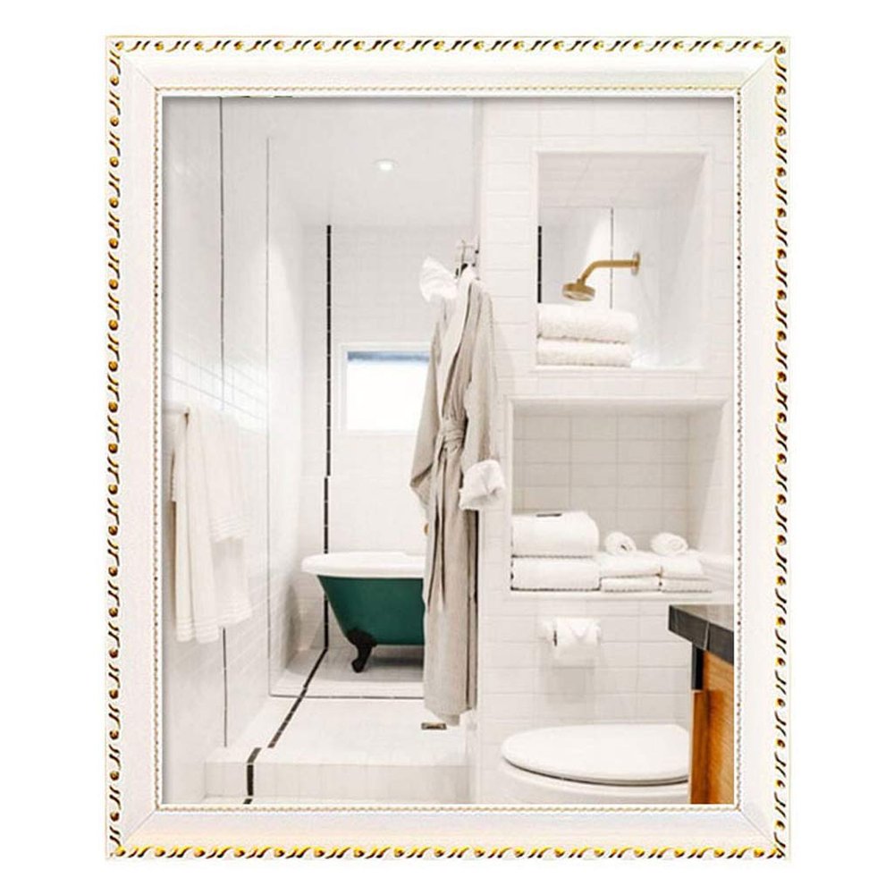 50x70CM Rectangle Retro Dressing Mirror Rustic Accent Mirror Bathroom Makeup Mirror Hanging in Vertical or Horizontal