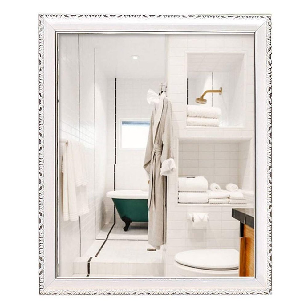 50x70CM Rectangle Retro Dressing Mirror Rustic Accent Mirror Bathroom Makeup Mirror Hanging in Vertical or Horizontal