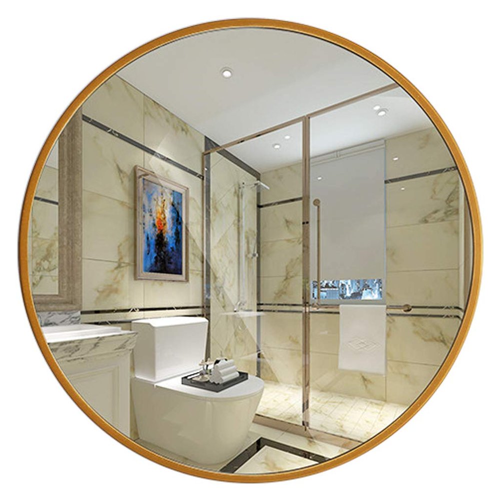 15.7-31.5 Circle Bathroom Wall Mirror Modern Metal Framed Makeup Mirror 2.8CM Thick for Vanity Bedroom Dressing Room,3 Colors