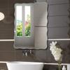 40x60cm Rectangle Decorative Mirror for Bathroom Beveled Frameless Wall Mirror Wave Pattern Shaving Makeup Mirror with 3 Hanging Hooks view 3