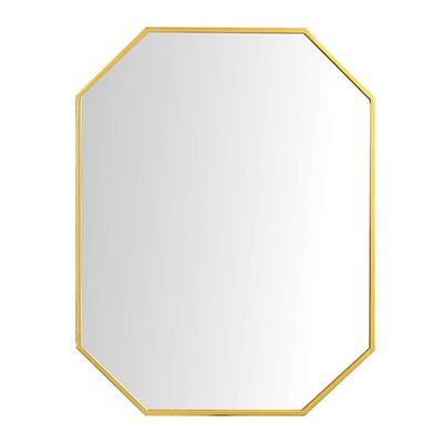 Modern Octagon Wall Mirror, Metal Framed Hanging Mirror, (19.7 x 31.5 Inch) Bathroom, Vanity, Bedroom Geometric Decorative Mirror