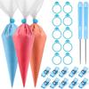 Patelai 122 Pcs Piping Bag Set with Disposable Tipless Piping Pastry Bags Ties Clips Awls Tool for Cakes Icing Scribe Cookie Decorating Supplies Christmas Halloween Decor(14 Inch,Blue) view 1