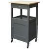 eHemco Kitchen Island Cart on Wheels with Drawer, Storage Cabinet, Shelf and Natural Solid Hardwood Top, Gray Base view 1