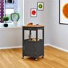 eHemco Kitchen Island Cart on Wheels with Drawer, Storage Cabinet, Shelf and Natural Solid Hardwood Top, Gray Base view 2