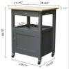 eHemco Kitchen Island Cart on Wheels with Drawer, Storage Cabinet, Shelf and Natural Solid Hardwood Top, Gray Base view 4