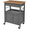 eHemco Kitchen Island Cart on Wheels with Drawer, Storage Cabinet, Shelf and Natural Bamboo Top Butcher Block, Gray Base view 1