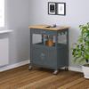 eHemco Kitchen Island Cart on Wheels with Drawer, Storage Cabinet, Shelf and Natural Bamboo Top Butcher Block, Gray Base view 2