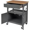 eHemco Kitchen Island Cart on Wheels with Drawer, Storage Cabinet, Shelf and Natural Bamboo Top Butcher Block, Gray Base view 3