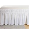 Rainbowlinens 600 Thread Count Egyptian Cotton Elastic Wrap Around Dust Ruffle Bed Skirt Three Side Coverage White Twin XL (39" x 80"+ 26" inch Drop) view 2