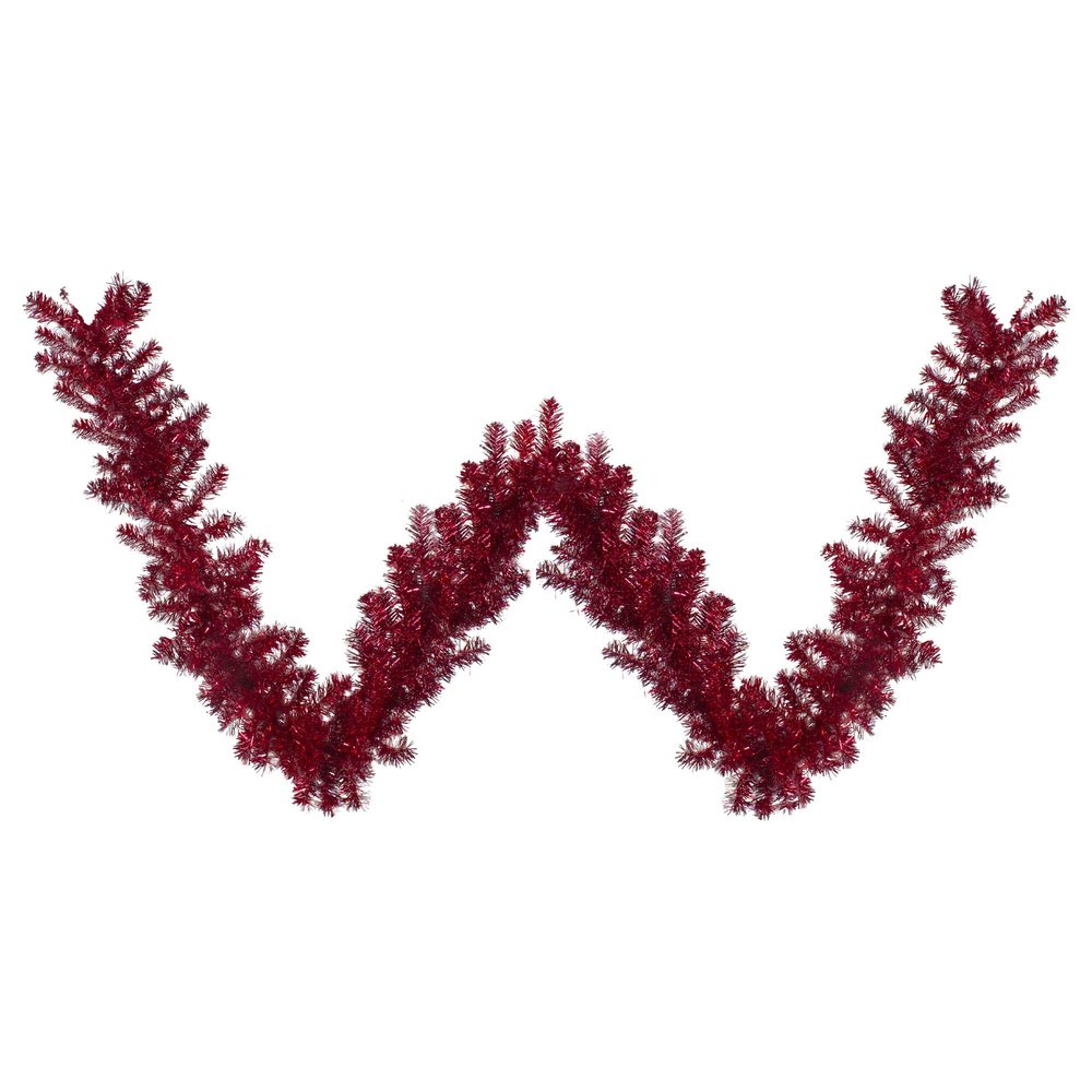 9' x 12" Metallic Red Tinsel Artificial Christmas Garland - Unlit
