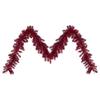 9' x 12" Metallic Red Tinsel Artificial Christmas Garland - Unlit view 3
