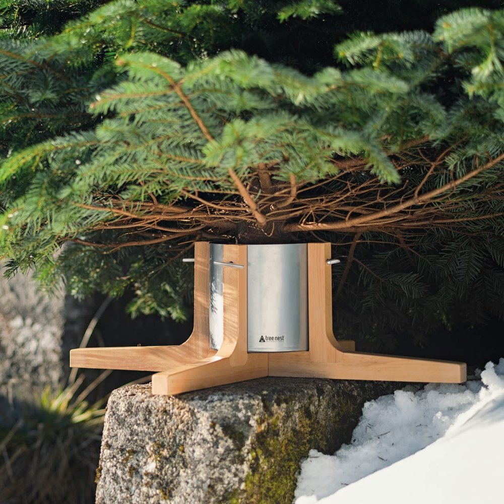 Tree Nest Christmas Tree Stand Base for 10ft Real Tree Sliver Christmas Tree Holder Stable for Xmas Decoration Rustic (Silver,Large)