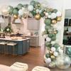 137PCS Sage Green Balloon Garland Arch Kit White Gold Confetti Balloons Retro Green Balloon and Gold Metallic Chrome Latex Balloons for Wedding Birthday Baby Shower Decorations view 1