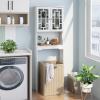BestComfort Over The Toilet Storage Cabinet, Home Bathroom Space Saver Organizer Above Toilet, Double Doors and Adjustable Shelf, Wooden Freestanding Toilet Storage Rack Unit, 67 inch (White) view 3
