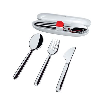 Alessi SA04S3 G Food porter Travel cutlery set. Case in thermoplastic resin, grey