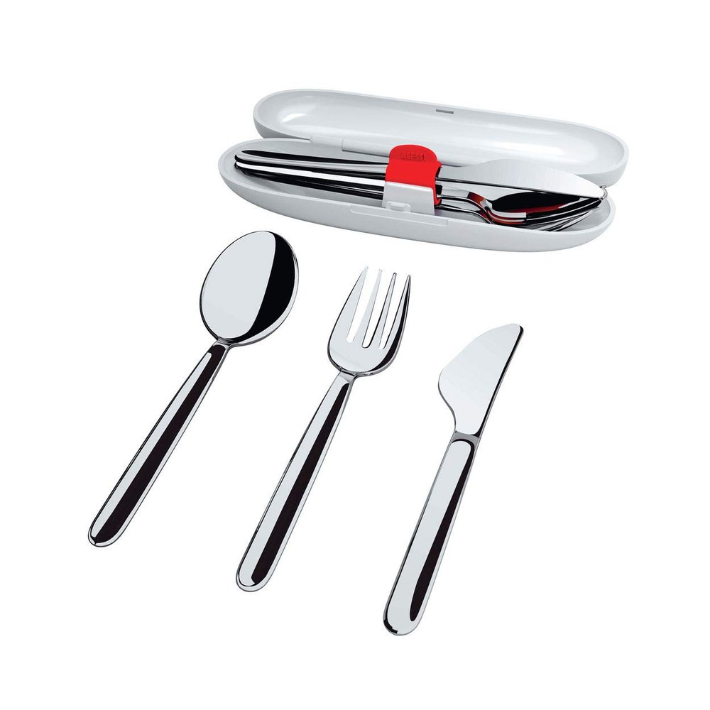 Alessi SA04S3 G Food porter Travel cutlery set. Case in thermoplastic resin, grey
