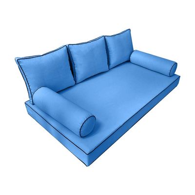 Prolinemax Style 3 Outdoor Daybed Mattress Bolster Backrest Cushion Covers Contrast Trim Twin Size AD102 SLIPCOVER ONLY