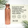 Perilla Home Pure Copper Water Bottle 34 Oz Leak Proof 100% Pure - Ayurvedic Copper Vessel - Drink More Water And Enjoy The Health Benefits Immediately - For Gym, Yoga Bottle (Hammered) view 3
