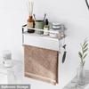 ESOW Paper Towel Holder with Shelf Storage, Adhesive Wall Mount 2-in-1 Basket Organizer for Kitchen & Bathroom, Durable Metal Wire Design, Stainless Steel 304 Brushed Nickel Finish view 4