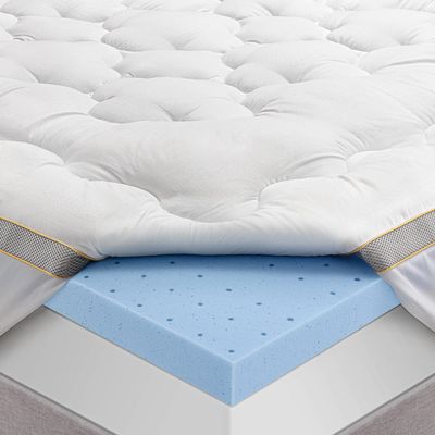 BedStory Mattress Topper Twin Size, Dual Layer Pillow Top and Gel Memory Foam Bed Toppers 3.6 Inch, Combination of Comfort and Support, White