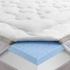 BedStory Mattress Topper Twin Size, Dual Layer Pillow Top and Gel Memory Foam Bed Toppers 3.6 Inch, Combination of Comfort and Support, White view 1