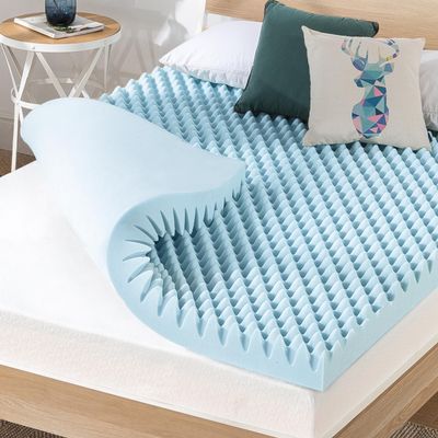 Best Price Mattress 4 Inch Egg Crate Memory Foam Mattress Topper with Cooling Gel Infusion, CertiPUR-US Certified, Dorm Essentials, TwinXL, Light Blue