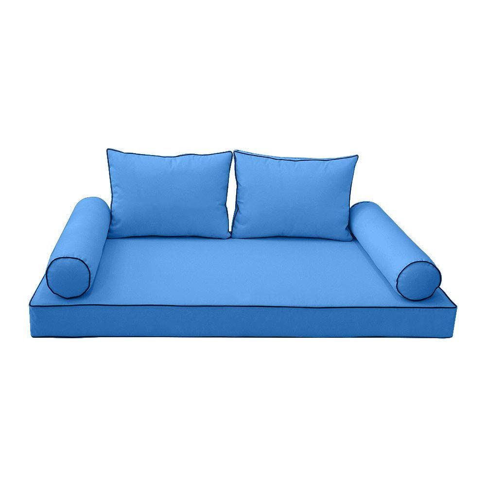 DBM IMPORTS *Cover ONLY*-Style 1 Outdoor Daybed Mattress Bolster Back Pillow Slipcovers Contrast Trim Full- AD102