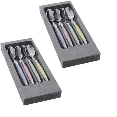 Flatware Hand Made 4 Pastel Dessert Spoons, 2 PACK