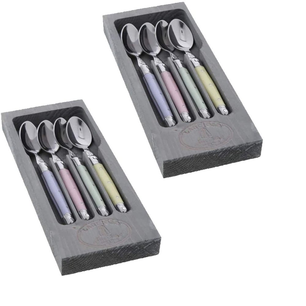 Flatware Hand Made 4 Pastel Dessert Spoons, 2 PACK