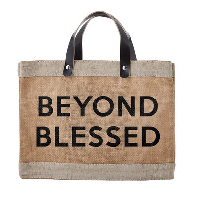 Creative Brands Womens Totes - Waterproof Burlap Mini Farmers Market Shopping, Travel or Gift Tote Bag Purse by Faithworks, 12.5 x 9.5-Inch, Beyond Blessed