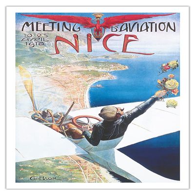 1910 Aviation Meeting (Meeting dAviation) - Nice France - Vintage Aviation Poster by Charles-Lonce Bross - Fine Art Matte Paper Print (Unframed) 30x44in