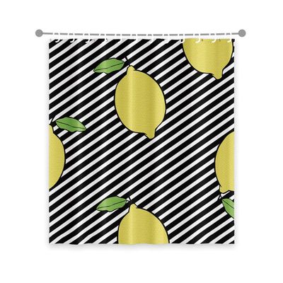 OERJU Yellow Pears Cartoon Shower Curtain Fresh Delicious Autumn Fruit White Black Gradient Stripe Decoration Waterproof Fabric Kids Bathroom Curtain Bath Accessories with Hooks 72x84inch