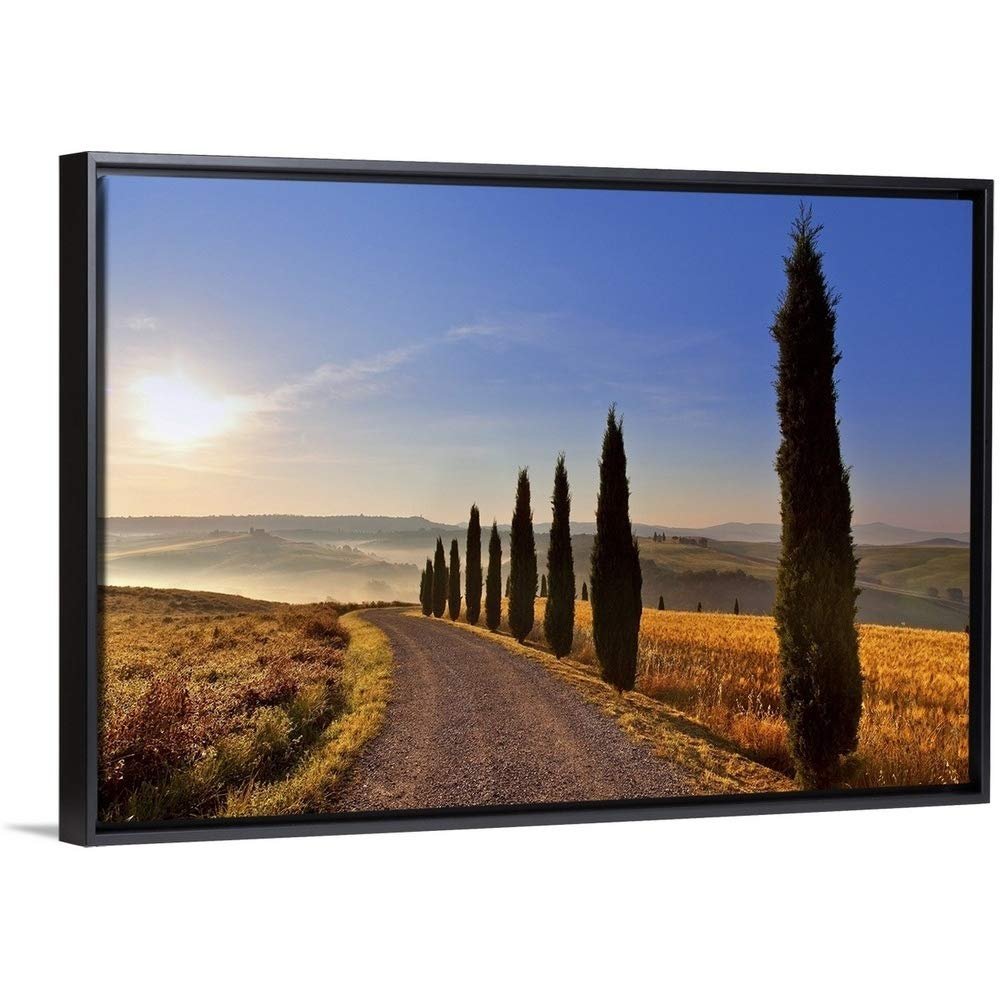 Surroundings, Pienza, Val d'Orcia, Black Float Frame Canvas Art, Countryside Artwork