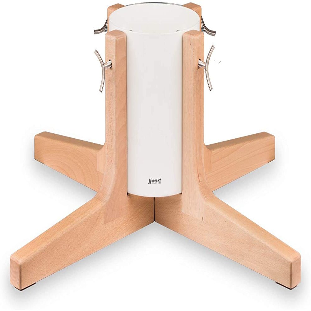 Tree Nest Christmas Tree Stand Base for 10ft Real Tree Sliver Christmas Tree Holder Stable for Xmas Decoration Rustic (White,Large)