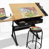Lgan Drafting Table with Storage, Height Adjustable Tiltable Art Desk, Maple Panel Drawing Desk, for Work Study Painting Craft Table view 1