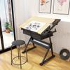 Lgan Drafting Table with Storage, Height Adjustable Tiltable Art Desk, Maple Panel Drawing Desk, for Work Study Painting Craft Table view 2