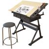 Lgan Drafting Table with Storage, Height Adjustable Tiltable Art Desk, Maple Panel Drawing Desk, for Work Study Painting Craft Table view 4
