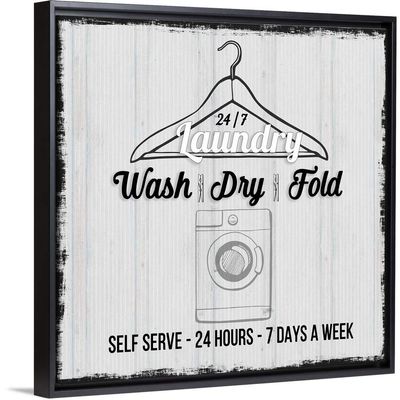 24/7 Laundry Black Float Frame Canvas Art, Artwork