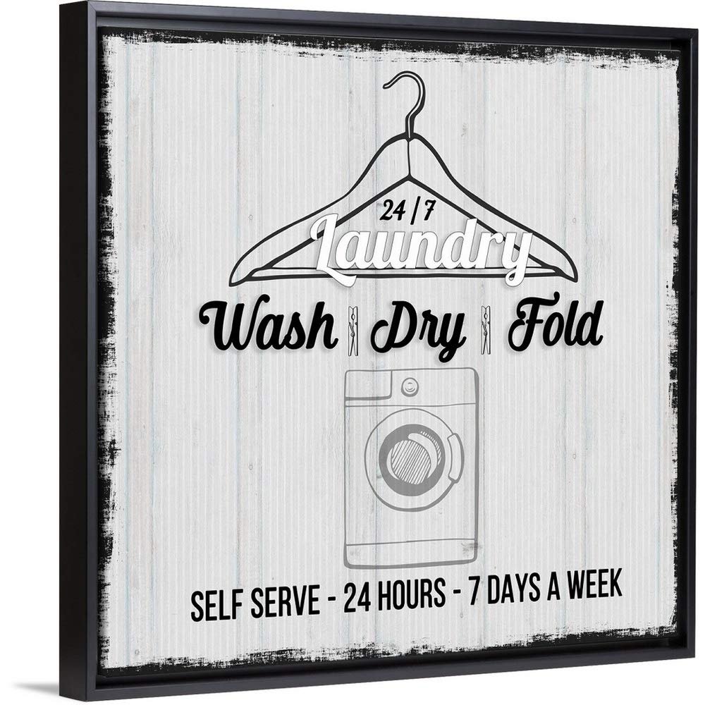 24/7 Laundry Black Float Frame Canvas Art, Artwork