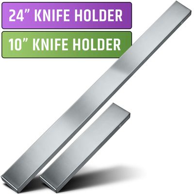 24" (Long Size) + 10" (Small Size) Stainless Steel Magnetic Knife Holders | Bundle Professional Magnetic Knife Strips - Space-Saving Knife Rack/Knife Bar With Powerful Magnetic Pull Force