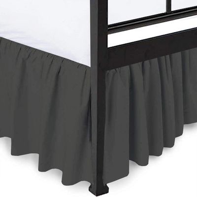 Dust Ruffled Bed Skirt with Split Corner 100% Microfiber Soft, Sheen & Wrinkle Free Bed Skirt Gathered Style Dust Ruffle Bed Skirt with 12" Drop Three Sided Coverage Bed Skirts (Dark Grey-Queen)