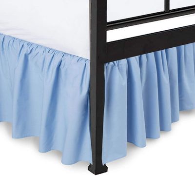 Dust Ruffled Bed Skirt with Split Corner 100% Microfiber Soft, Sheen & Wrinkle Free Bed Skirt Gathered Style Dust Ruffle Bed Skirt with 18" Drop Three Sided Coverage Bed Skirts (Light Blue-Queen)
