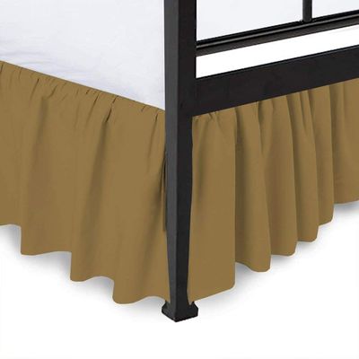 Dust Ruffled Bed Skirt with Split Corner 100% Microfiber Soft, Sheen & Wrinkle Free Bed Skirt Gathered Style Dust Ruffle Bed Skirt with 15" Drop Three Sided Coverage Bed Skirts (Taupe-Full)