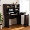 ivinta L Shaped Office Desk with Storage Shelves, 47.2" Modern Corner Computer Desk with Storage hutch for Gaming Writing Study Wrok, Small Home Office Table for Bedroom Living Room, 7194 (Dark Brown) view 2