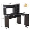 ivinta L Shaped Office Desk with Storage Shelves, 47.2" Modern Corner Computer Desk with Storage hutch for Gaming Writing Study Wrok, Small Home Office Table for Bedroom Living Room, 7194 (Dark Brown) view 3