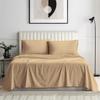 Rinku Linen Genuine 600 Thread Count Egyptian Quality Cotton 6-Pieces Sheet Set Fit Mattress Up to 9-12" Deep Pocket Twin, Taupe Stripe view 1